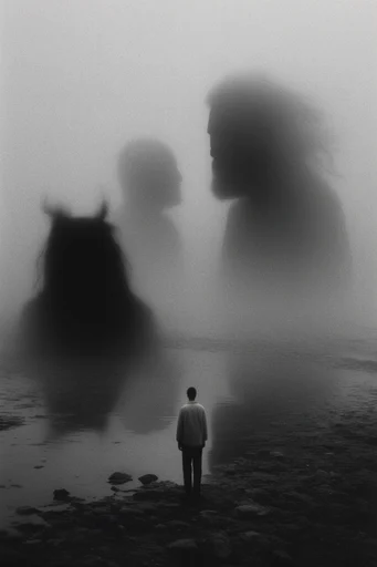 Monochrome Surrealist Solitude moodboard — generate AI images in this style
