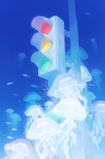 Luminous Azure Dreamscape style reference image — deep cobalt and indigo