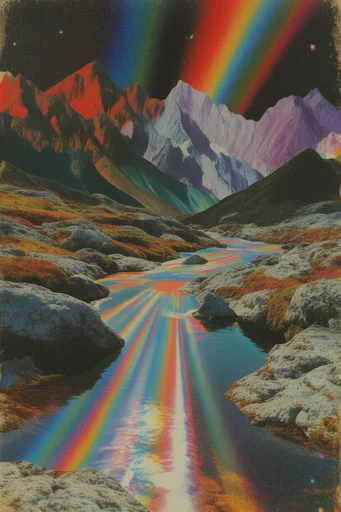 Surreal Retro-Cosmic Collage style reference image — surrealist paper collage