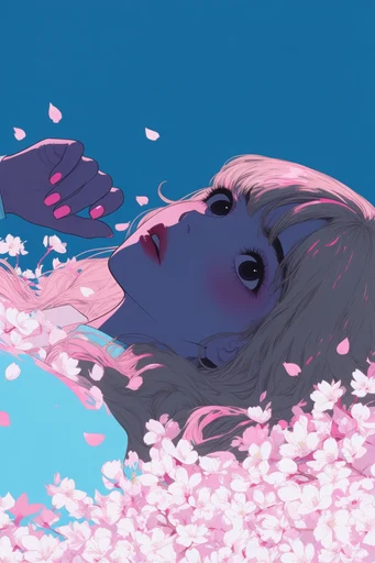 Nocturnal Pastel Anime style reference image — surreal botanical elements