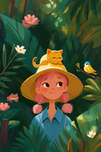 Whimsical Folklore Illustration style reference image — dappled sunlight