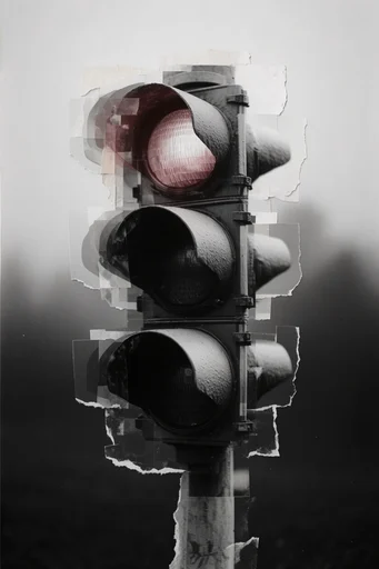 Gritty Monochromatic Collage style reference image — high-contrast black and white