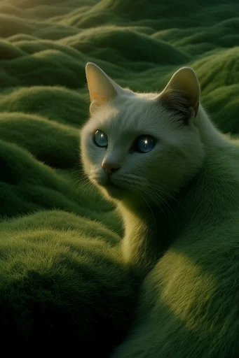 Velvety Verdant Surrealism style reference image — tactile 3D render