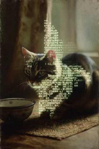 Digital Renaissance Glitch style reference image — pixelated artifacts