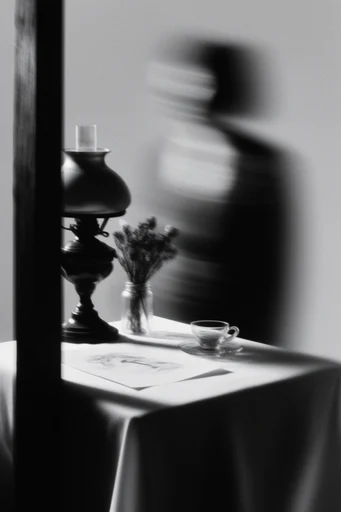 Kinetic Monochrome Minimalism style reference image — intentional motion blur