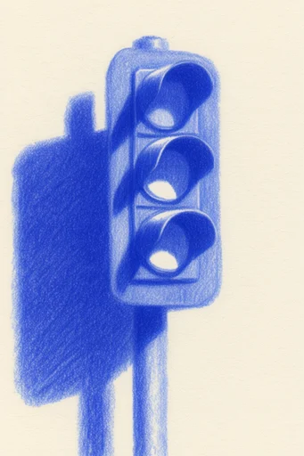 Monochromatic Cobalt Surrealism style reference image — textured cream paper grain