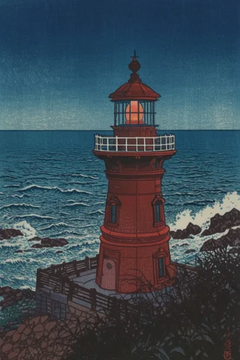 Nocturnal Woodblock Noir style reference image — serene yet eerie atmosphere