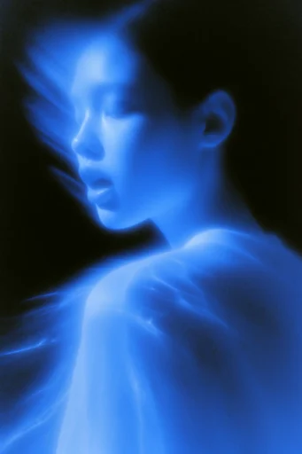 Ethereal Spectral Cyanotype style reference image — bioluminescent glow