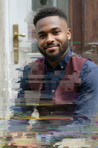 Corrupted Digital Realism style reference image — analog-digital hybrid