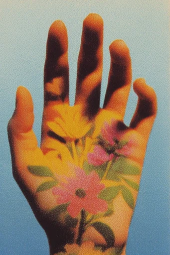 Technicolor Retro Surrealism style reference image — heavy film grain