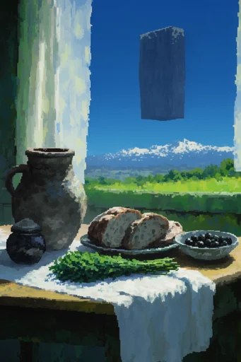 Painterly Anime Surrealism style reference image — painterly gouache texture