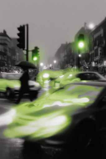 Toxic Spectral Minimalism style reference image — acid green glow