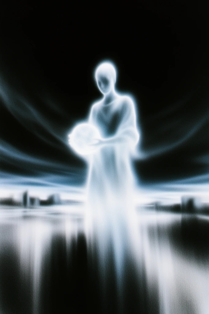Spectral Bioluminescent Noir style AI image example 2