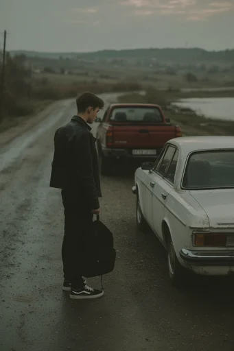 Cinematic Urban Melancholy style reference image — muted desaturated palette