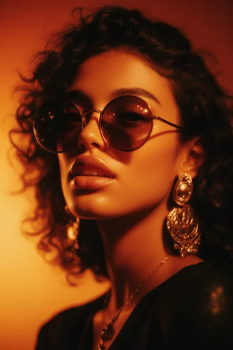 Cinematic Amber Noir style reference image — analog film grain
