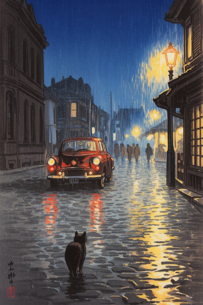 Nocturnal Urban Melancholy style AI image example 3