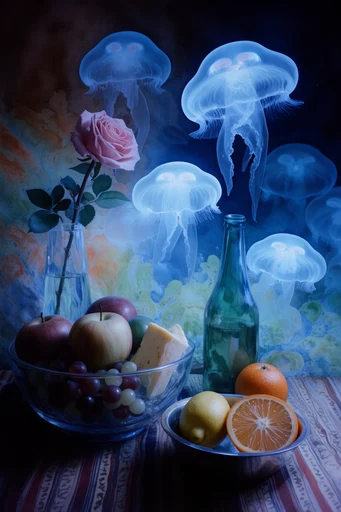 Ethereal Bioluminescent Surrealism style reference image — deep indigo blue