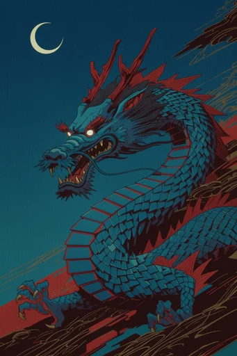 Atmospheric Shin-Hanga Nocturnes style reference image — indigo and prussian blue palette