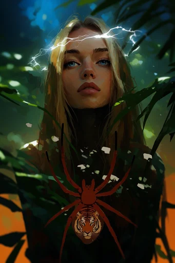 Chiaroscuro Jungle Noir style reference image — moody mossy palette