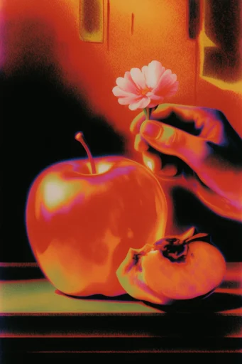Psychedelic Thermal Grain style reference image — thermal imaging color palette