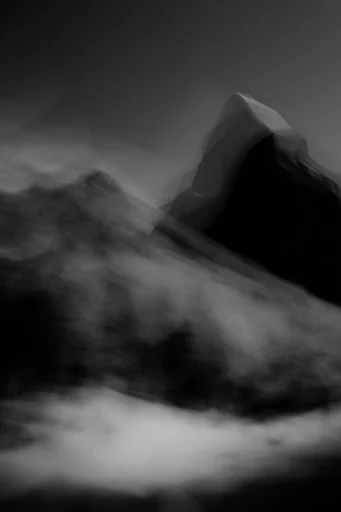 Ethereal Kinetic Noir style reference image — monochrome long exposure