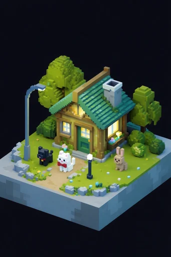 Isometric Voxel Narratives style AI image example 4