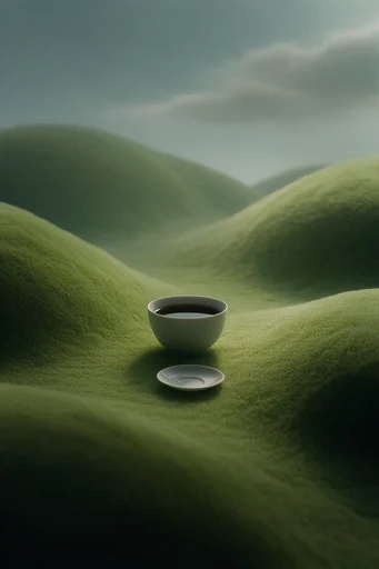 Surreal Velvet Verdancy style reference image — rolling organic hills