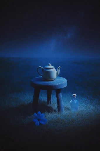 Nocturnal Mystical Whimsy style reference image — deep teal and indigo palette
