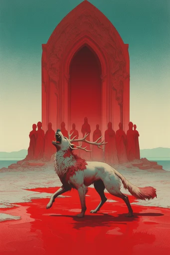 Crimson Surrealist Mythos style AI image example 3