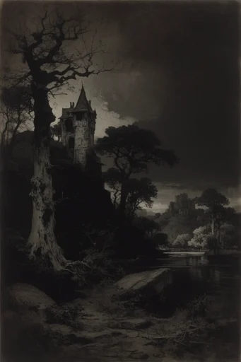 Atmospheric Gothic Tonalism style AI image example 2