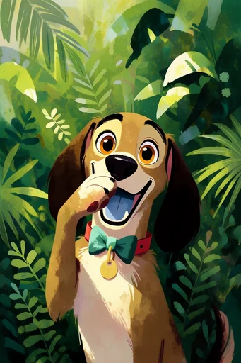 Whimsical Folklore Illustration style reference image — lush botanical background