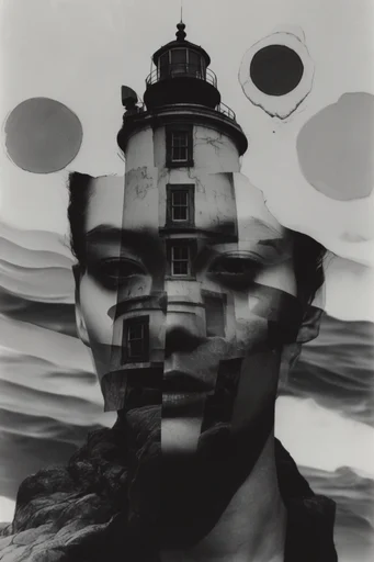 Fractured Monochrome Surrealism style reference image — motion blur distortion
