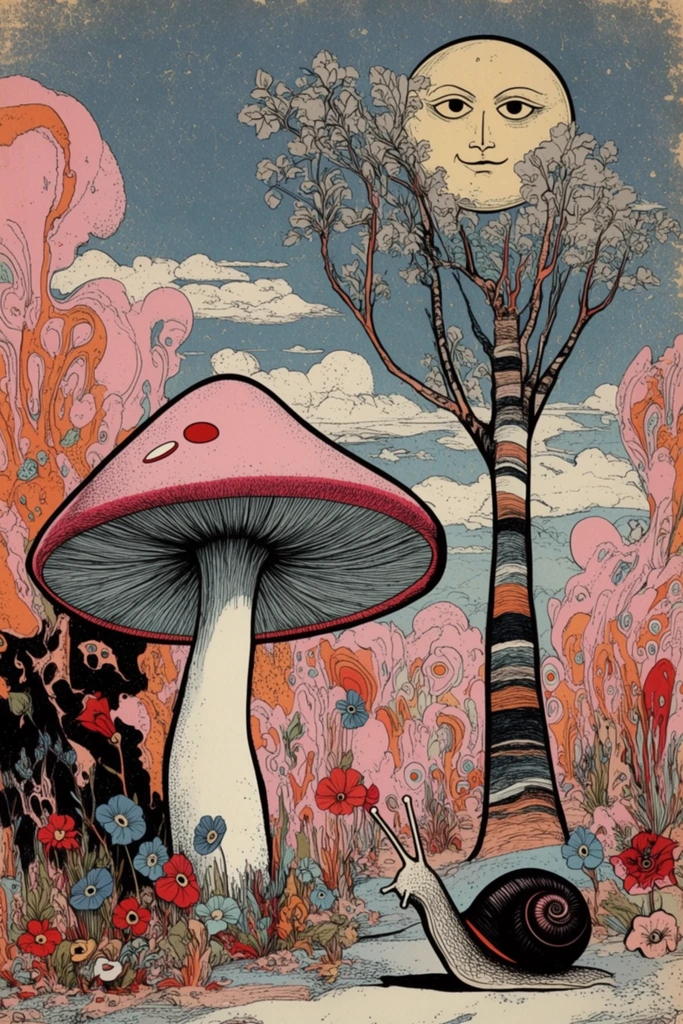 Crimson Occult Nouveau style AI image example 2