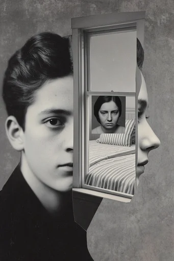 Monochrome Surrealist Noir moodboard — generate AI images in this style