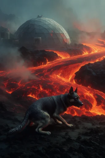Volcanic Brutalist Abyss style reference image — dramatic low-key lighting