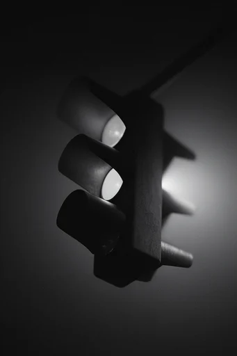 Stark Monochromatic Surrealism style reference image — heavy film grain