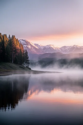 Ethereal Alpine Stillness style reference image — mirror reflection