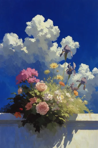 Nostalgic Surrealist Skies style reference image — nostalgic summer atmosphere