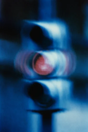 Spectral Indigo Noir style reference image — heavy analog film grain