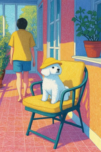 Vibrant Textured Narrative style reference image — intricate crosshatching