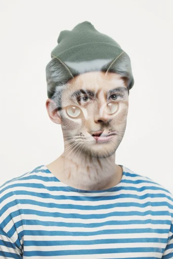 Minimalist Surrealist Montage style reference image — double exposure