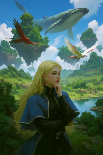 Vibrant Ghibli Fantasy style reference image — majestic fantasy vista