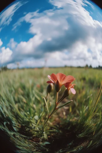 Dynamic Fisheye Nostalgia style reference image — extreme close-up portrait