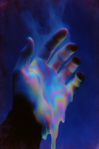 Luminous Chromatic Dissolution style reference image — surreal neon fluid dynamics