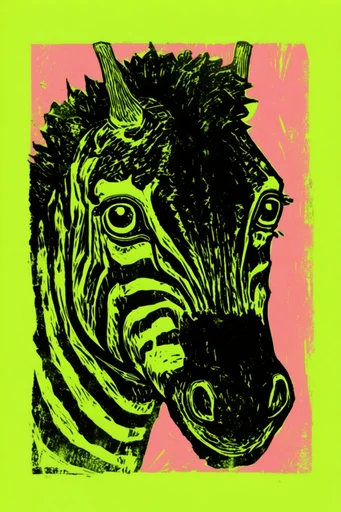Graphic Linocut Printmaking style AI image example 3