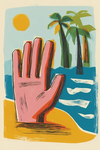 Retro Risograph Printmaker style reference image — mid-century modern illustration