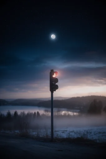 Ethereal Nocturnal Solitude style reference image — high-contrast landscape