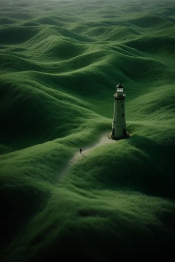 Tactile Verdant Surrealism style reference image — minimalist figure isolation