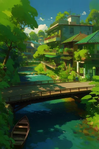 Luminous Solarpunk Sanctuary style reference image — Studio Ghibli aesthetic