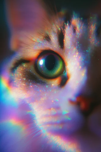 Luminescent Macro Biometrics style reference image — neon chromatic aberration